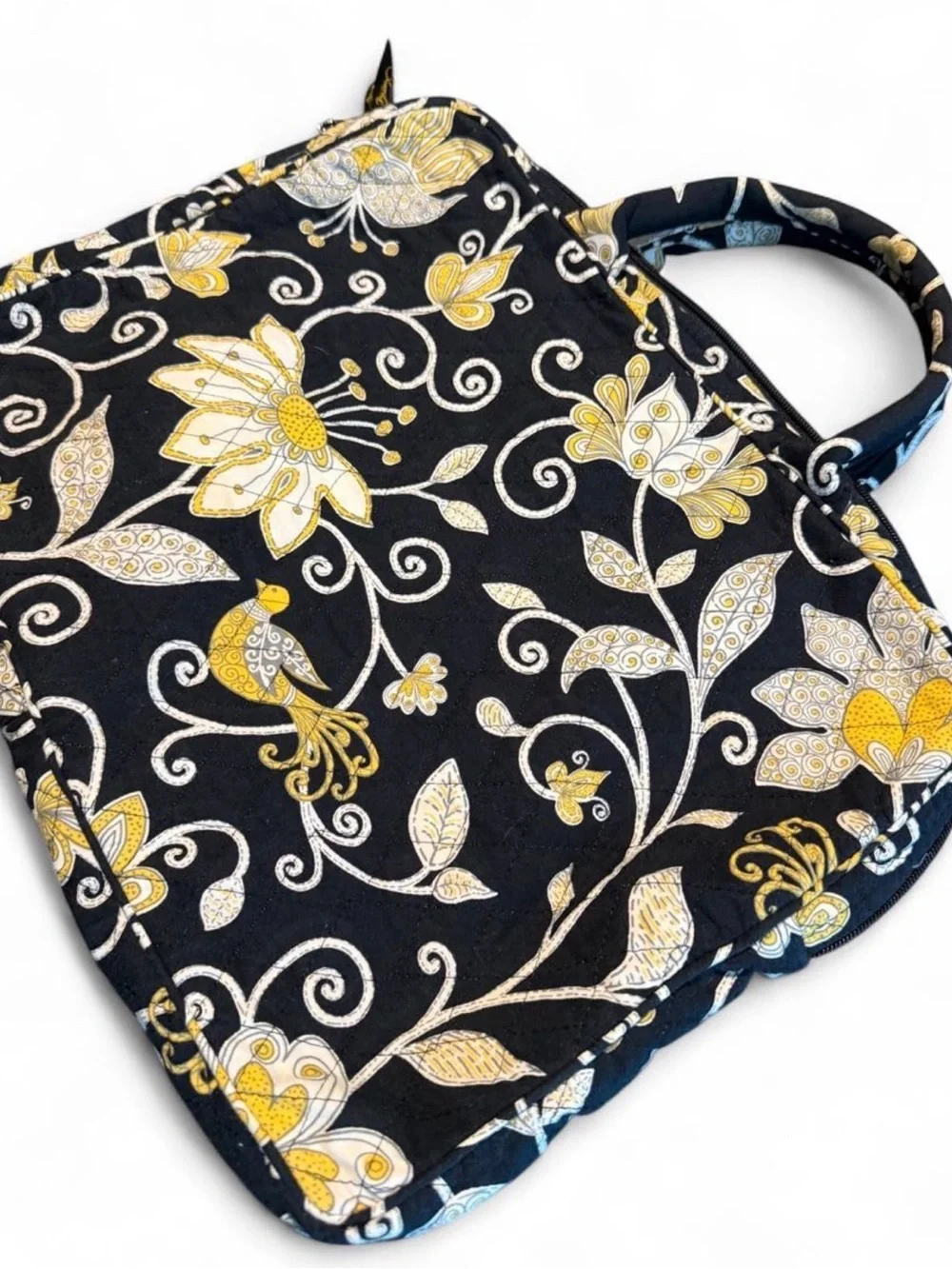 Vera Bradley Black Yellow Floral Quilted laptop case